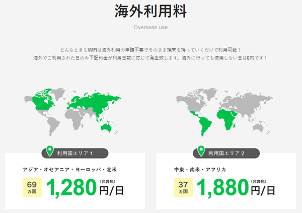 海外利用の料金はいくら?