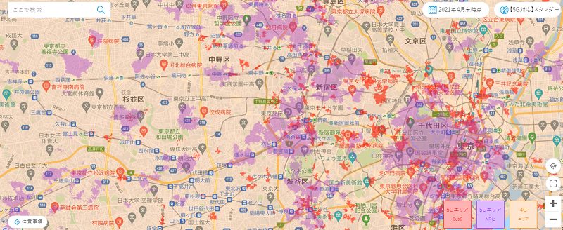 UQWiMAX5Gエリアマップ東京