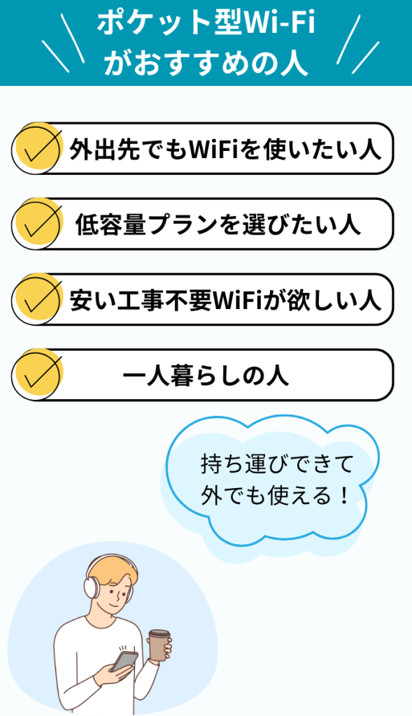 ポケット型Wi-Fiがおすすめの人(工事不要WiFi)