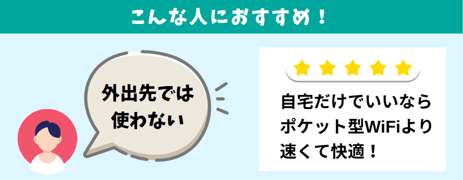 自宅用の工事不要WiFiが欲しい人