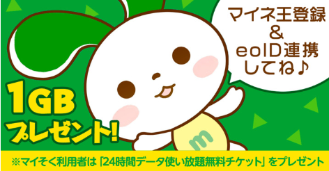 mineoマイネ王登録で1GBプレゼント