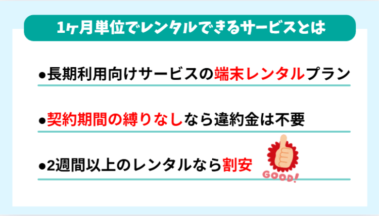 1ヶ月単位でレンタルできる