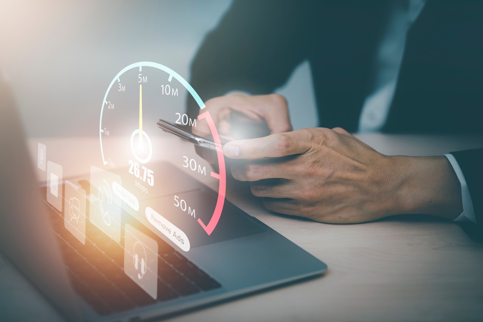 上り・下りの通信速度を測定する方法