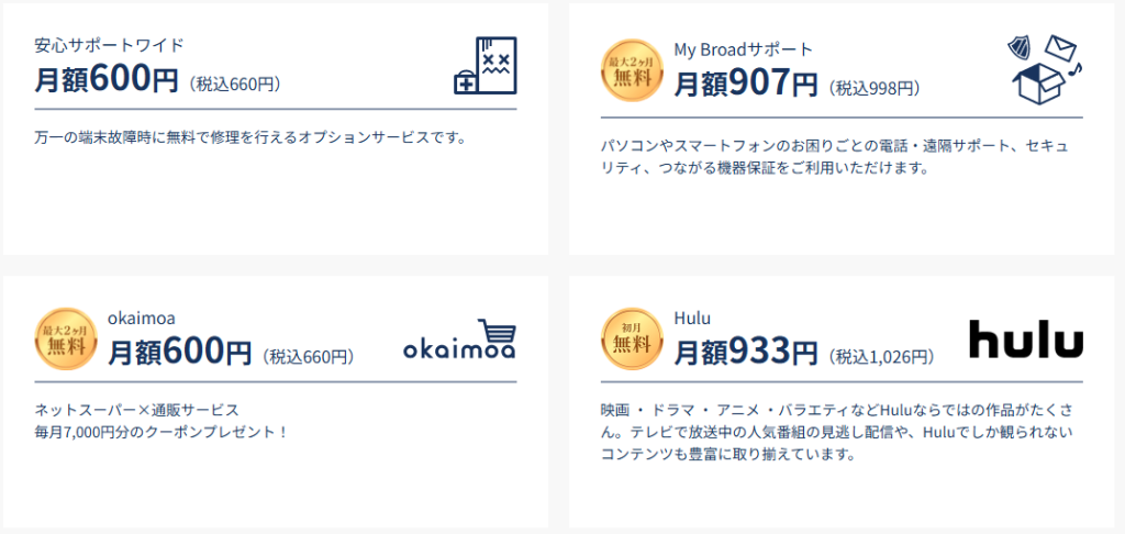 Broad WiMAXの選べるオプション